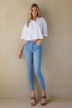 Women's light blue skinny pants jeans for casual wear