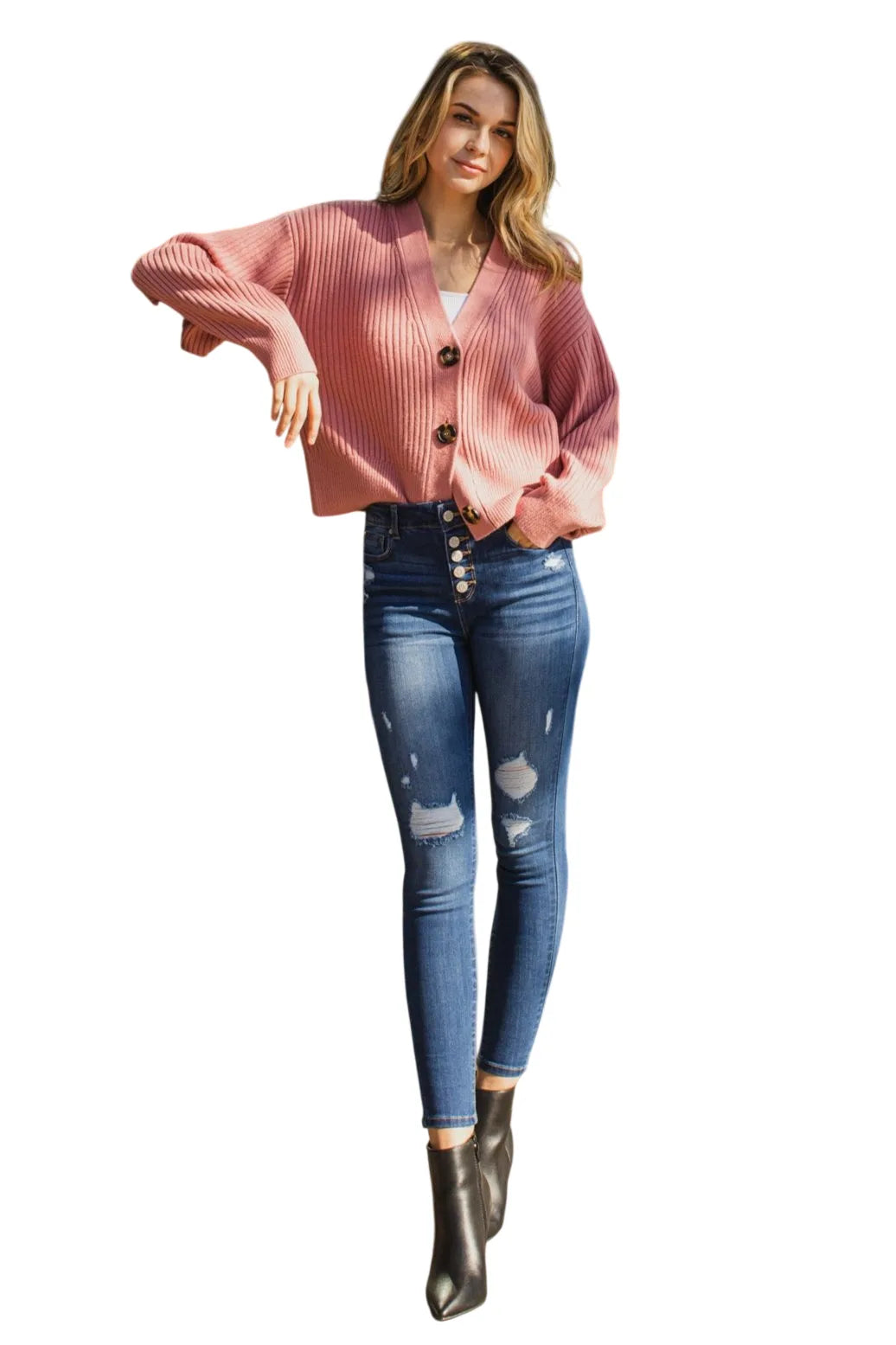 Women's skinny pants jeans in dark wash, perfect for casual outings