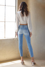Women's light blue skinny pants jeans for casual wear