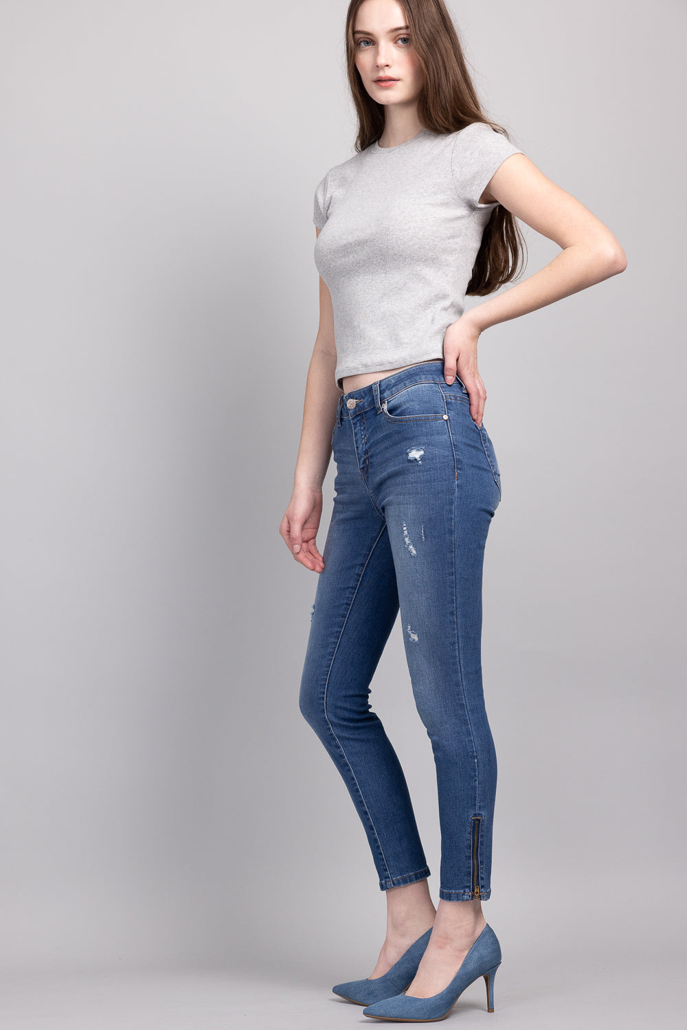 Shop ENJEAN women's skinny pants jeans in blue, stylish for casual wear