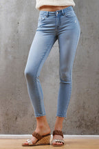 Women's light blue skinny pants jeans, perfect for casual outings