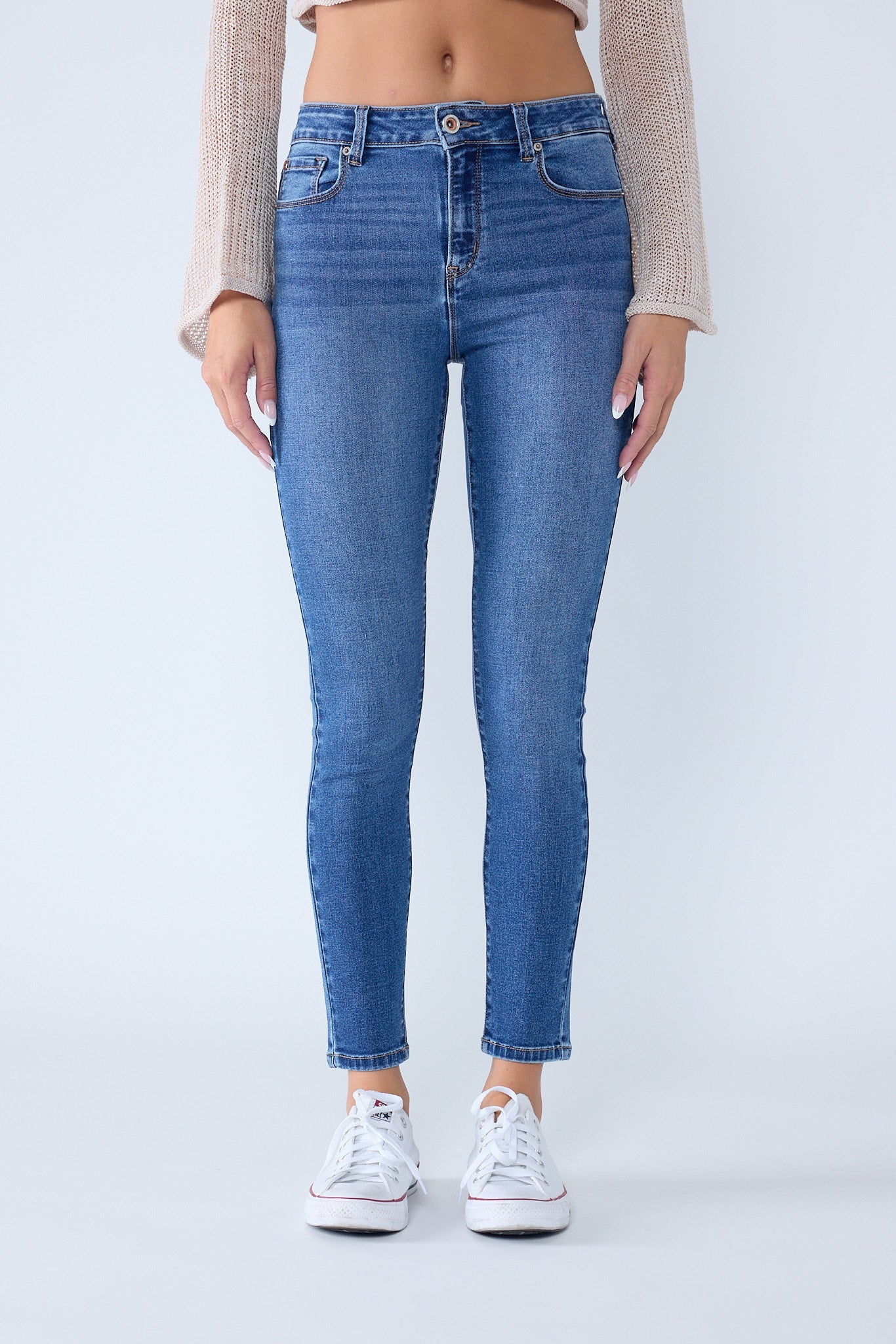Women's blue cotton skinny pants jeans for casual wear
