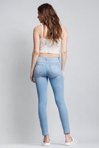Women's light blue skinny pants jeans, perfect for casual outings