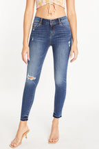 Women's blue skinny pants jeans, stylish, stretchy denim for casual wear
