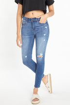 Women's distressed blue skinny pants jeans for casual wear