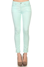 Women's mint green skinny pants jeans, perfect for casual outings