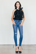 Women's skinny pants jeans in blue denim for everyday casual wear
