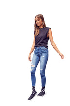 Women's distressed blue skinny pants jeans for casual wear