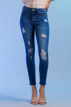 Women's distressed blue skinny pants jeans for casual wear
