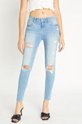 Women's distressed blue skinny pants jeans for casual wear