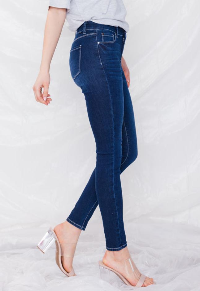 Women's dark blue skinny pants jeans for casual wear