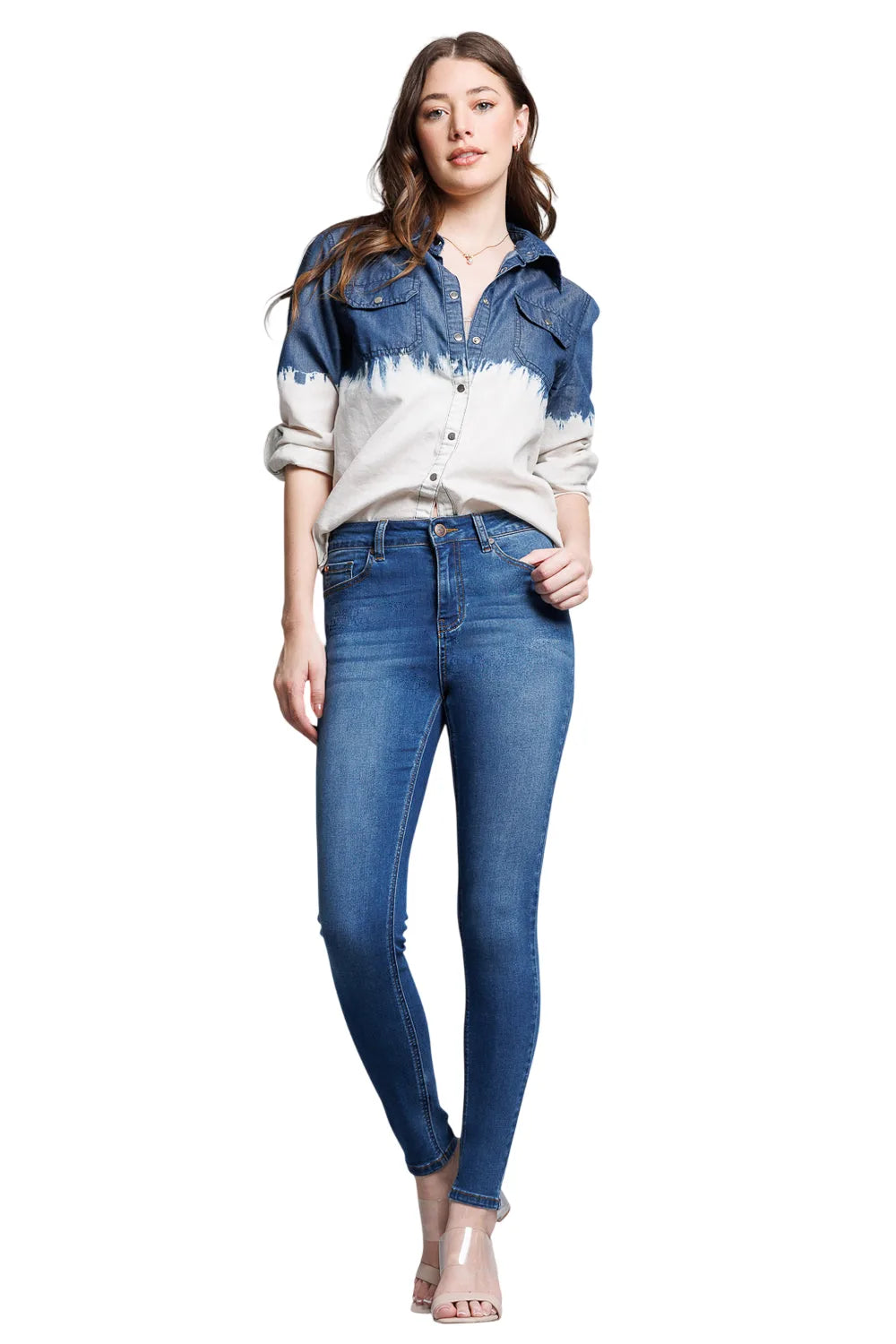 Women's blue skinny pants jeans, perfect for casual outings