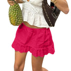 Women's pink mini skirt, lightweight cotton for summer outings