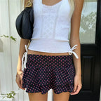 Women's black polka dot skirt pleated for casual summer outings