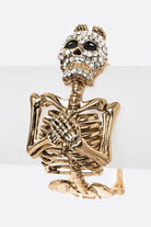 LA Jewelry Plaza Gold Skeleton Bracelet featuring Sparkling Crystals, stylish skull jewelry for women