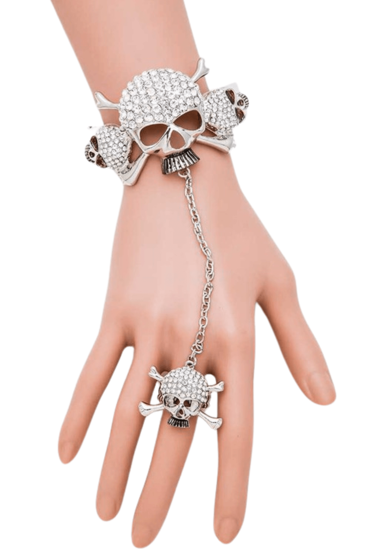 LA Jewelry Plaza Skull Jewelry for Women Bracelet with Rhinestones and Adjustable Chain Design