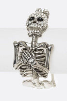 Unique LA Jewelry Plaza skull jewelry for women featuring a silver skeleton design adorned with rhinestones