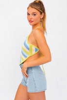 Women's Shirts Sleeveless Knit Cropped Top Pink Or Blue Multi