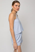 Women's Jumpsuits & Rompers Sleeveless One Shoulder Layered Top Romper