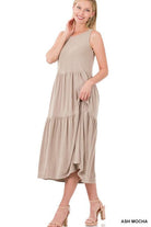 Women's Dresses Sleeveless Tiered Midi Dress