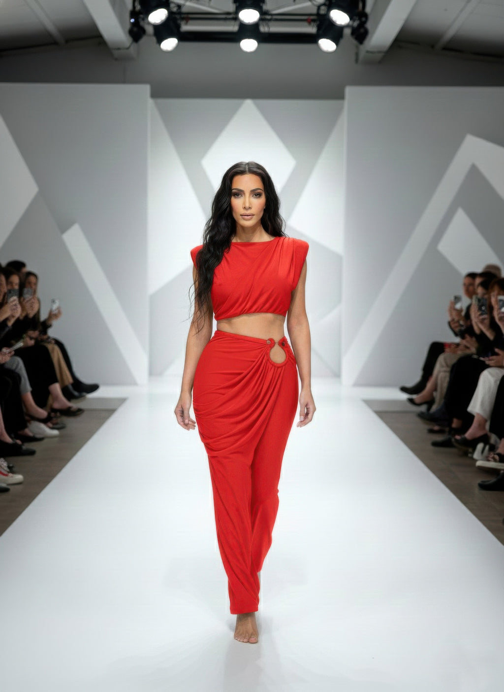 Women's red clubwear dress with sleeveless top with cap shoulders