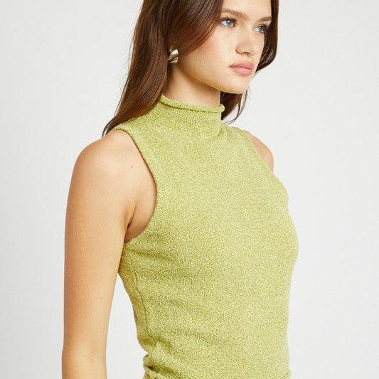 Women's Shirts Sleeveless Turtle Neck Knit Top