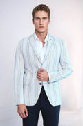Slim Fit Striped Blue Men Blazer – styled view
