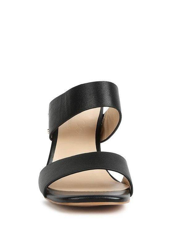 Rag Company slim heel summer sandals in black with a stylish open-toe design