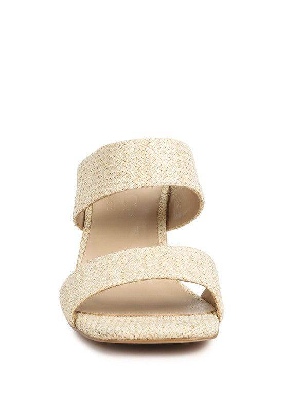 Rag Company slim heel summer sandals in beige with a stylish double strap design