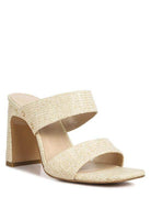 Rag Company Women's Slim Heel Summer Sandals in beige with wide straps and block heel