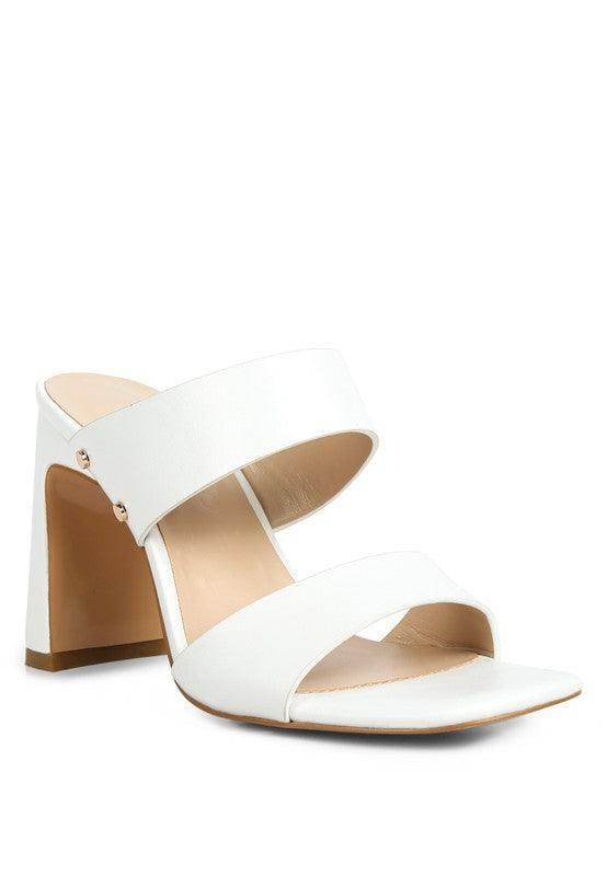 Rag Company slim heel summer sandals in white with stylish straps and a modern block heel design
