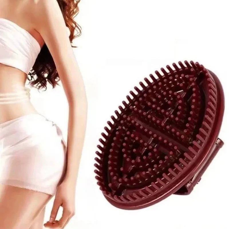 Red slimming massage brush for body with ergonomic design for effective use