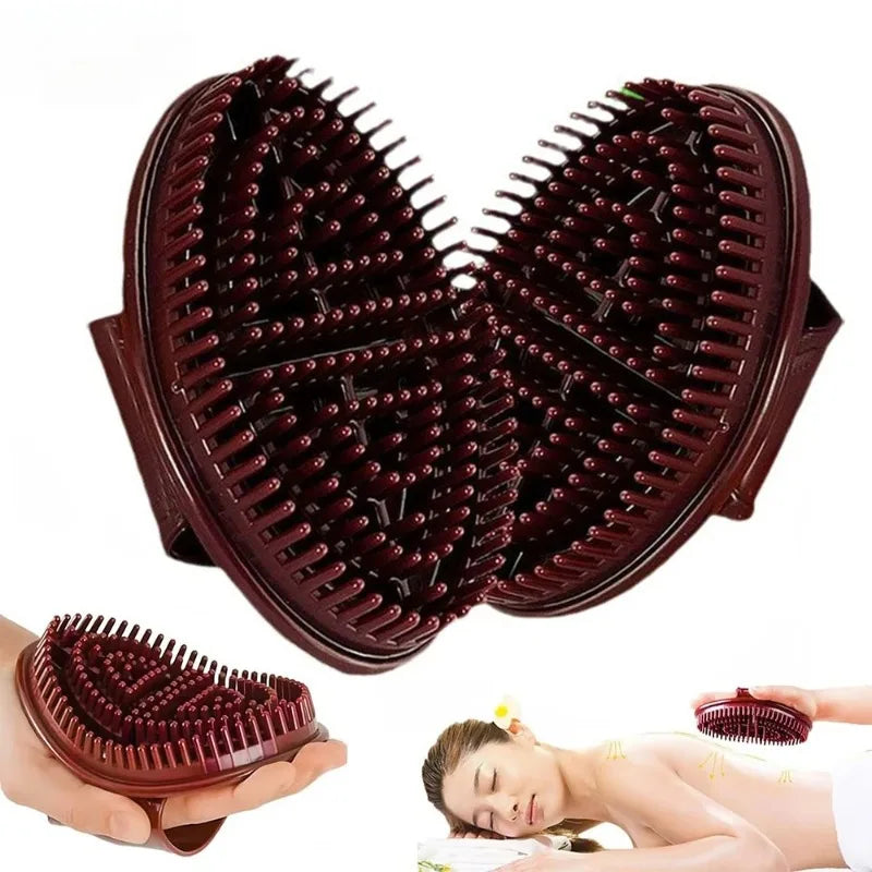 Slimming massage brush for body, ergonomic design, dark red color