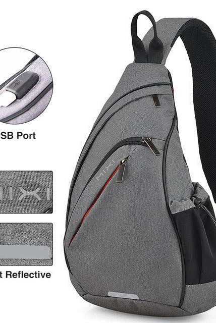 Luggage & Bags - Backpacks Sling-Style Messenger Bag Mens Usb Crossbody Backpack - Black...