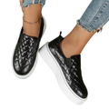 Slip-on Casual Platform Shoes Lightweight  Flats Loafers Black/White