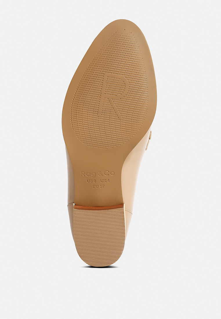 Women's beige slip-on leather loafers for everyday wear