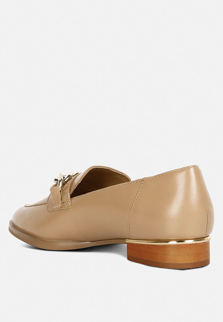 Women's taupe slip-on leather loafers for everyday wear