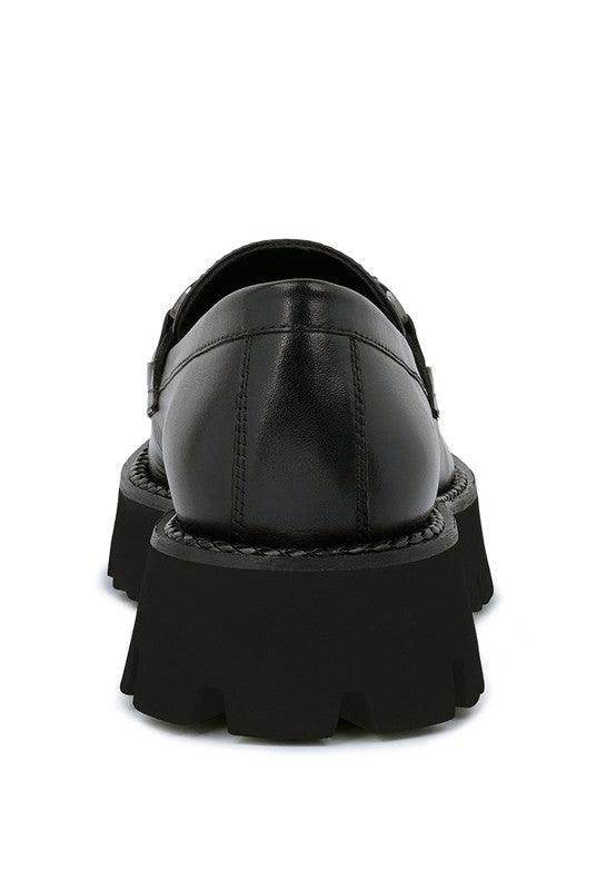 Rag Company slip-on leather loafers with thick black sole