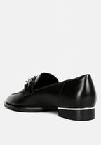 Women's black slip-on leather loafers for stylish comfort