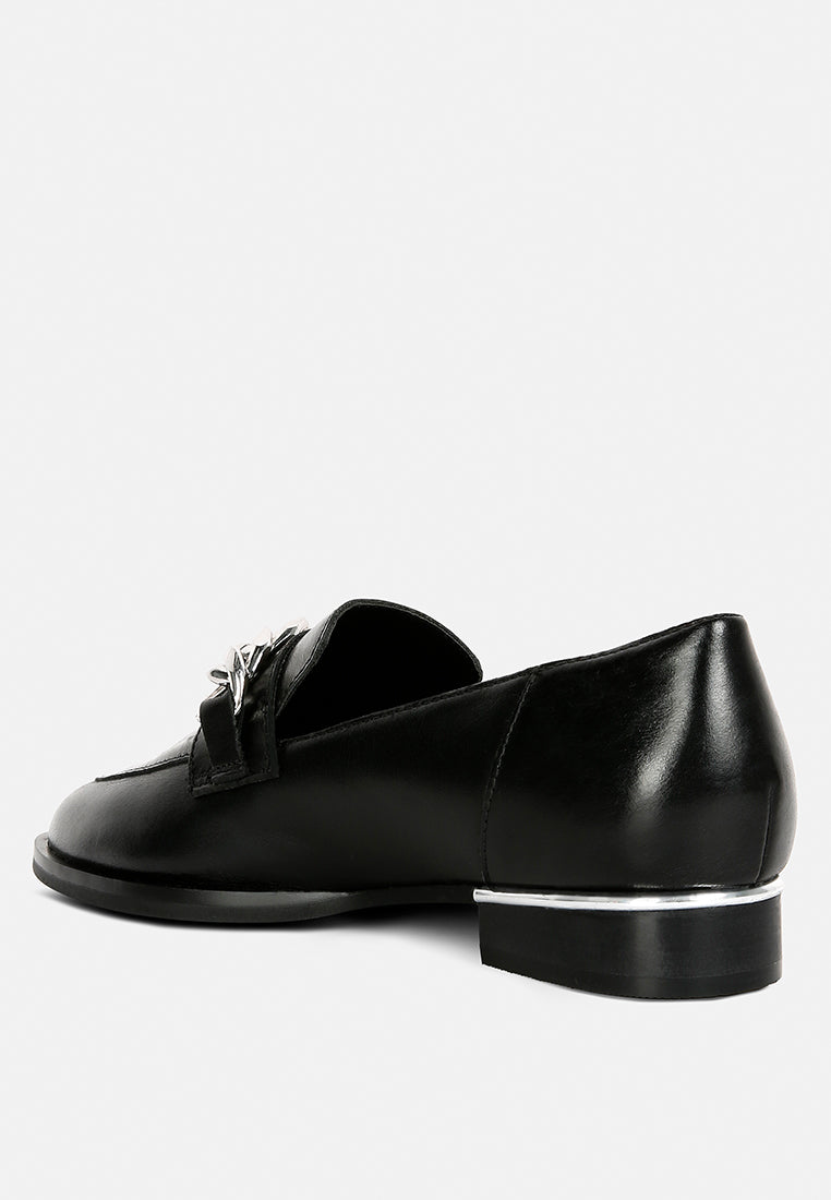Women's black slip-on leather loafers for stylish comfort