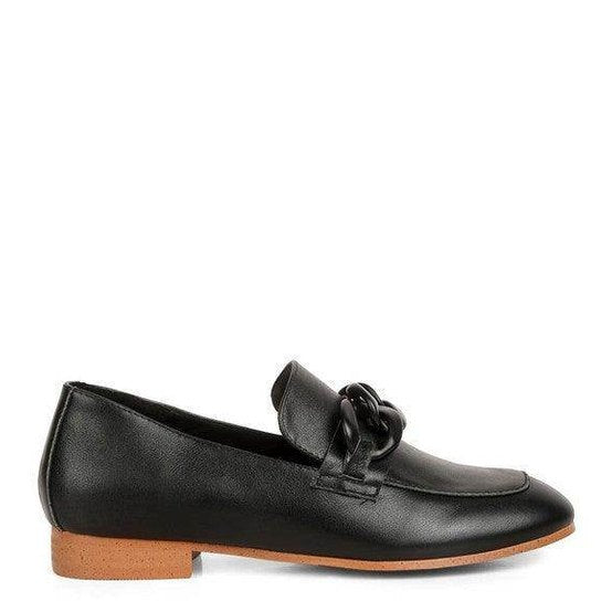 Women's black slip-on leather loafers for everyday wear