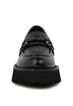 Women's black slip-on leather loafers, stylish and comfortable for everyday wear