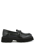 Women's black slip-on leather loafers for casual outings