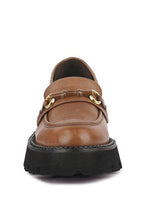 Women's slip-on leather loafers in brown for casual wear