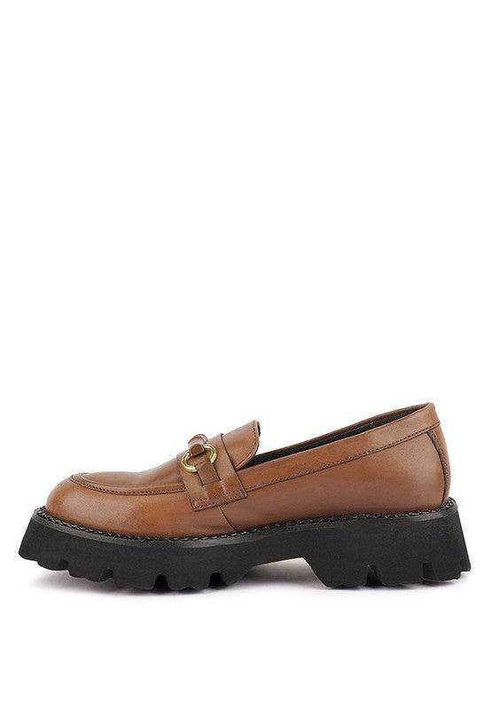 Rag Company slip-on leather loafers in brown for everyday wear