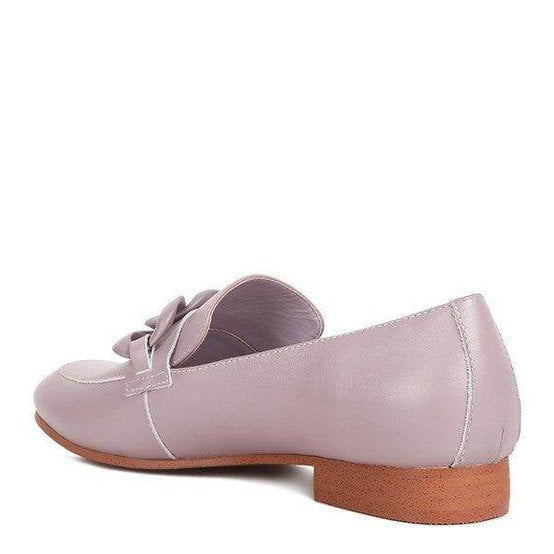 Women's light purple slip-on leather loafers for casual wear