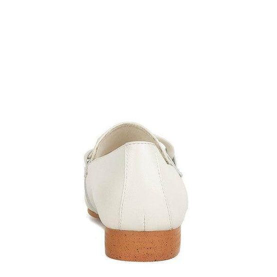 Women's white slip-on leather loafers for casual wear