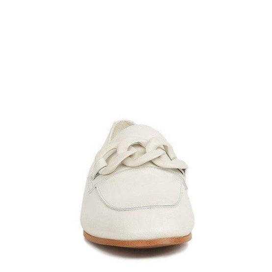Women's white slip-on leather loafers with stylish design for everyday wear