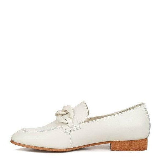 Women's white slip-on leather loafers for casual wear