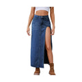 Slit Buttoned Denim Skirt with Pockets - VacationGrabs